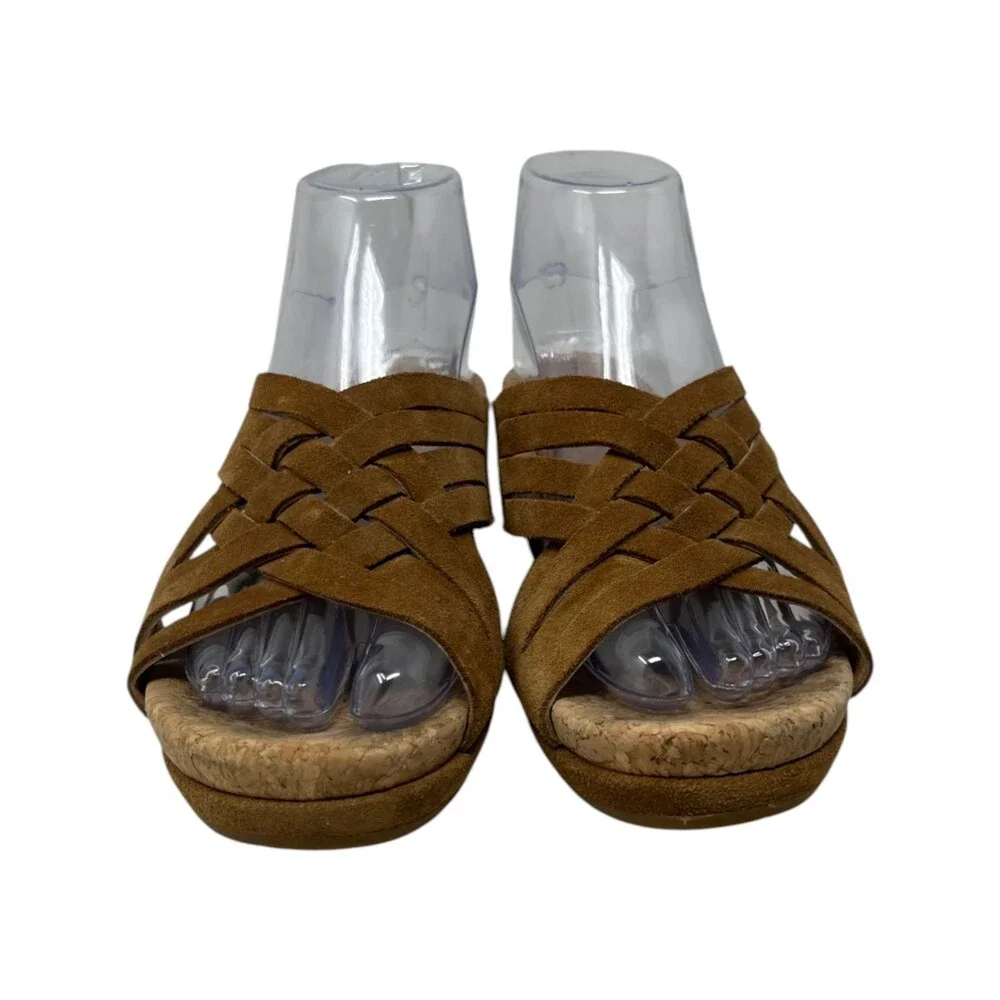 UGG Sandal Womens Size 7 Lilah Chestnut Brown Suede Cork Wedge Slide